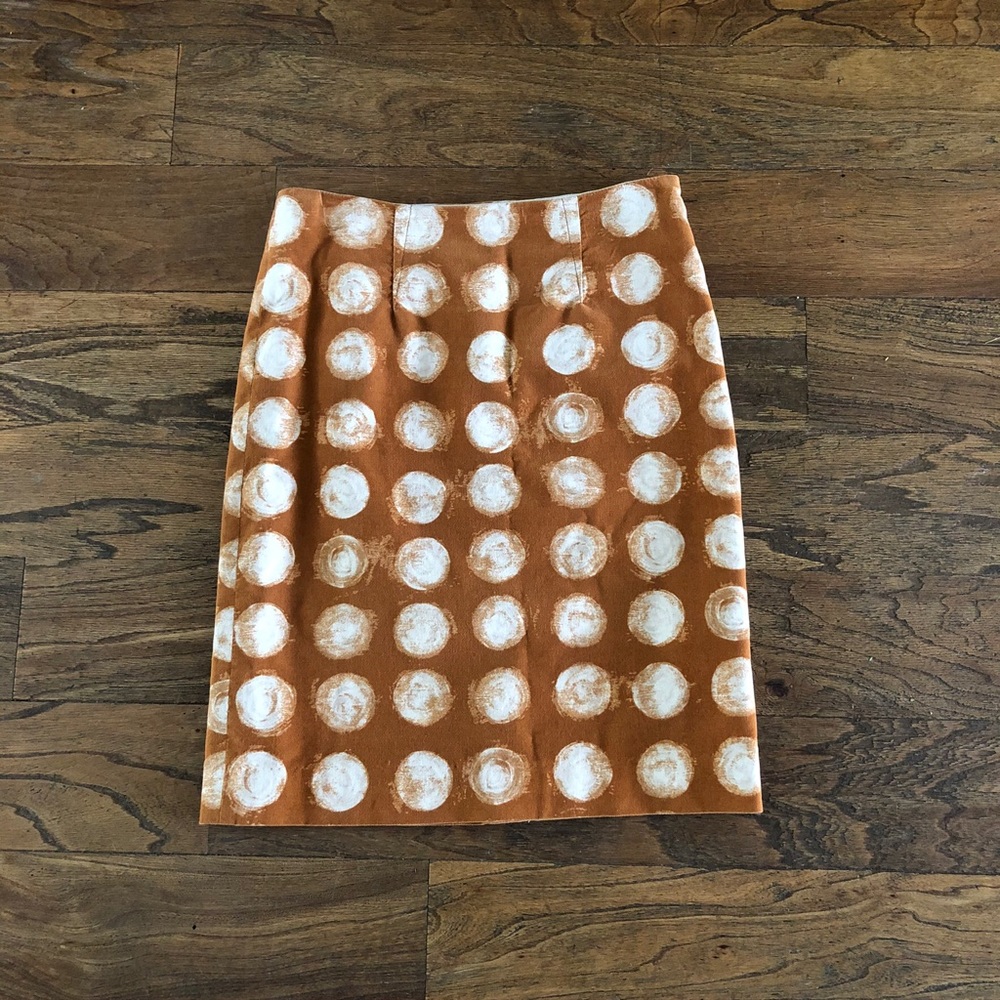 Maeve Dark Orange & White Circle Pencil Skirt
